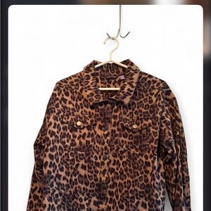 Leopard Print Button-Front Women’s Shirt Jacket - Brown